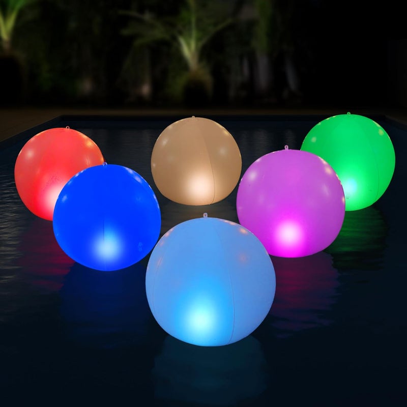 NAYUNA 4 Pack - Solar LED Floating Pool Lights - 14-Inch Inflatable Waterproof Decorative Balls with 16 Color-Changing Glow, Durable and Eco-Friendly for Pools, Patios, Gardens and Events - Image 1